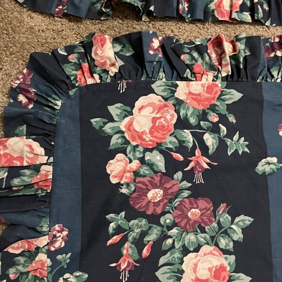 Laura Ashley Green Floral Ruffled King Pillow Shams Set of 2 - Picture 2 of 9